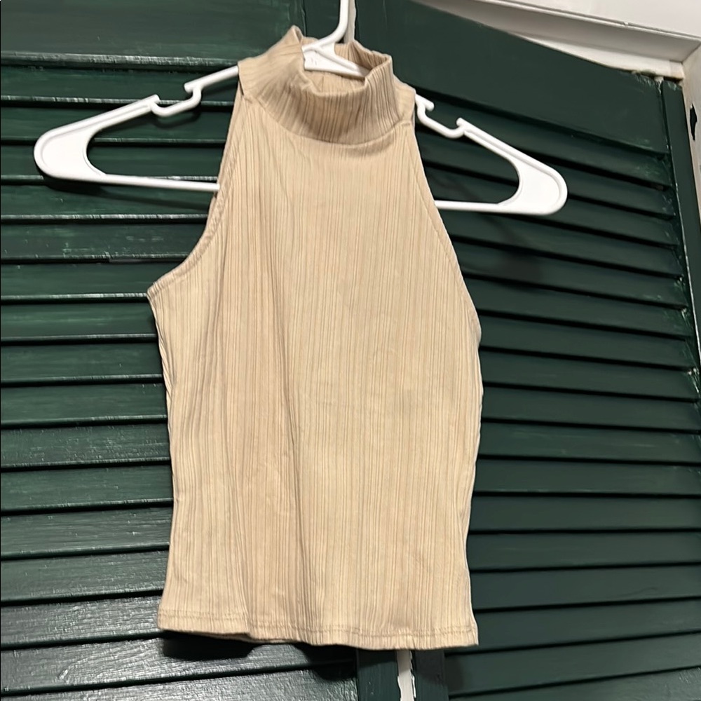 Sadie & Sage Tan Ribbed Fitted Tank Top
